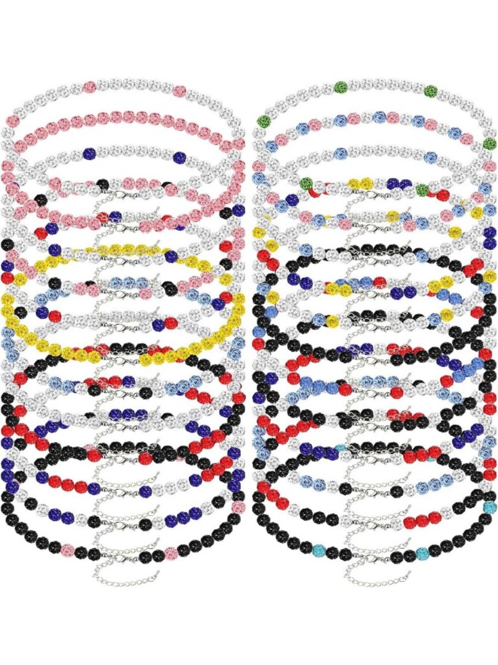 24 Pcs Rhinestone Baseball Necklace Set - Bling Sports Jewelry for Fans